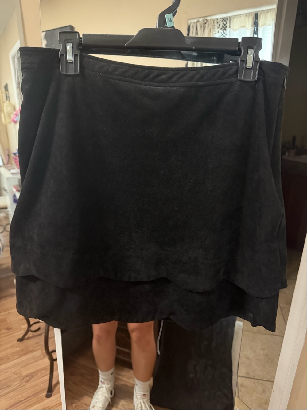 Aryeh Black Layered Velvet Mini Skirt
